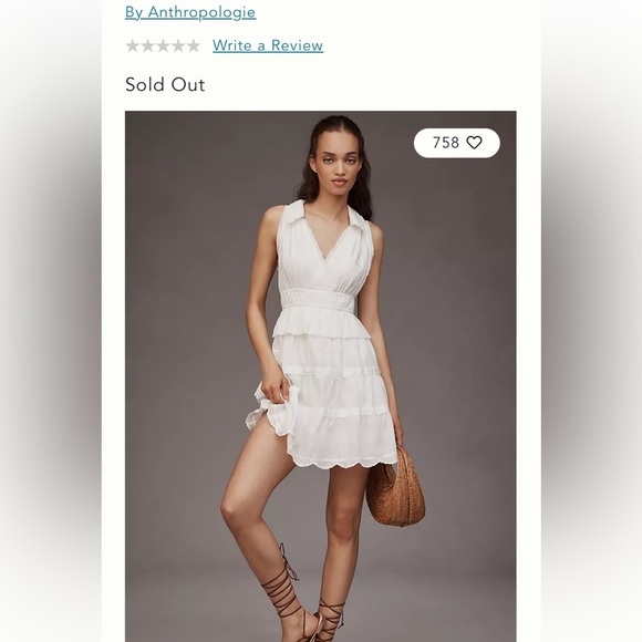 NWT Anthropologie Collared Halter Tiered Ruffled Mini Dress - Picture 4 of 11